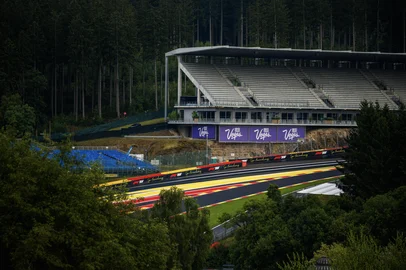 This photograph shows a view of the Spa-Francorchamps circuit three days ahead of the Formula One Belgian Grand Prix in Spa, on July 24, 2025. (Photo by Dimitar DILKOFF / AFP)<!-- NICAID(16087764) -->