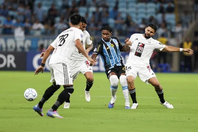 PORTO ALEGRE, RS, BRASIL, 14-04-2026 Grêmio vs Deportivo Riestra. Duelo válido pela fase de grupos da Copa Sul-Americana 2026. Foto: Renan Mattos/Agência RBS<!-- NICAID(16265876) -->