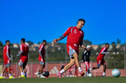 Ricardo Duarte / Inter,Divulgação O atacante Rafael Borré em treino do Inter no CT Parque Gigante.<!-- NICAID(16287760) -->