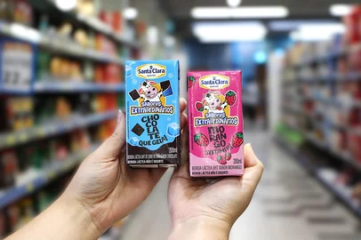 Santa Clara apresenta ao mercado as bebidas lácteas "Sabores Extraordinários" em duas versões: morango azedinho e chocolate que gela. <!-- NICAID(15995723) -->