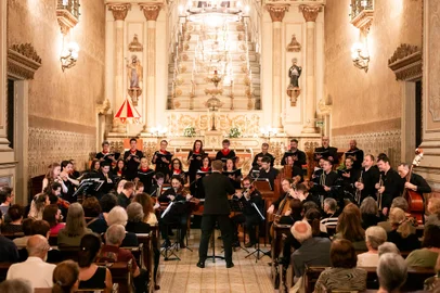 Grupo Porto Alegre Consort em concerto na Igreja Nossa Senhora das Dores, em Porto Alegre.<!-- NICAID(15722881) -->