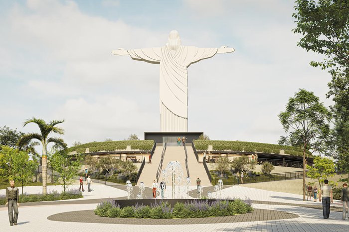 A área contará com a Fonte dos Apóstolos (no centro, atrás da estátua)