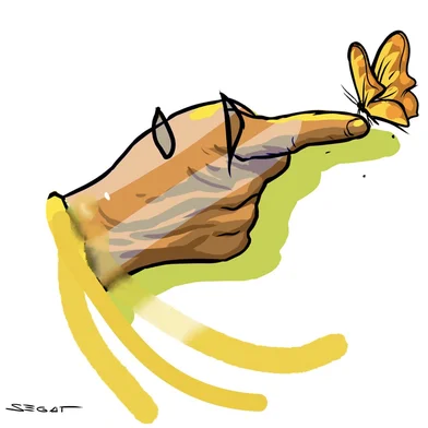Ilustração de Charles Segat para a crônica "Borboleta amarela na moldura do dia", de Nivaldo Pereira, a ser publicada na edição dos dias 18 e 19 do caderno Almanaque.<!-- NICAID(15955651) -->