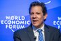 New Brazilian Finance Minister Fernando Haddad speaks during a session of the World Economic Forum (WEF) annual meeting in Davos on January 17, 2023. (Photo by Fabrice COFFRINI / AFP)<!-- NICAID(15323497) -->