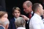 Patron of the Welsh Rugby Union Britain's Prince William, Prince of Wales (CR) talks with his son Prince George of Wales (CL) during the France 2023 Rugby World Cup quarter-final match between Wales and Argentina at the Stade Velodrome in Marseille, south-eastern France, on October 14, 2023. (Photo by Pascal GUYOT / AFP)Editoria: SPOLocal: MarseilleIndexador: PASCAL GUYOTSecao: rugby unionFonte: AFPFotógrafo: STF<!-- NICAID(15569759) -->