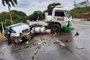 Um homem, identificado como José Edmir Dias, de 48 anos, morreu após uma colisão frontal envolvendo a caminhonete que ele dirigia e um caminhão na RS-324, no trecho entre Marau e Passo Fundo, no Norte<!-- NICAID(14776650) -->