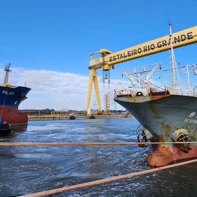 Chegada dos navios ao Estaleiro de Rio Grande, administrados pela empresa Ecovix - Foto: Ecovix/Divulgação<!-- NICAID(15393251) -->