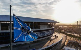 Foto aérea da Arena do Grêmio Porto Alegre, RS, Brasil, 02-03-2025: Arena do Grêmio: Jogo de ida da final do campeonato Gaúcho. Foto: Renan Mattos / Agência RBSLocal: Porto Alegre<!-- NICAID(15990304) -->