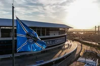 Foto aérea da Arena do Grêmio Porto Alegre, RS, Brasil, 02-03-2025: Arena do Grêmio: Jogo de ida da final do campeonato Gaúcho. Foto: Renan Mattos / Agência RBSLocal: Porto Alegre<!-- NICAID(15990304) -->