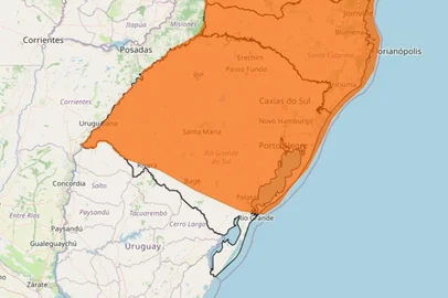 Instituto Nacional de Meteorologia (Inmet) / Reprodução Serra pode ter temporais com chuva forte, vento de até 100 km/h e granizo nesta sexta-feira.<!-- NICAID(16363542) -->