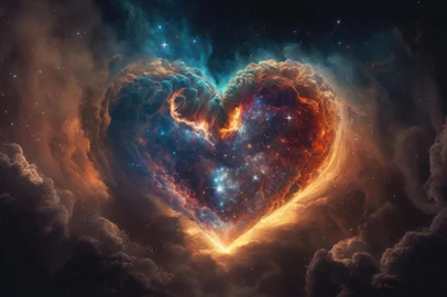 Heart made of nebula clouds, Generative AIastrologia, signo, horóscopoHeart made of nebula clouds and stars, Generative AIFonte: 580858093<!-- NICAID(15491495) -->