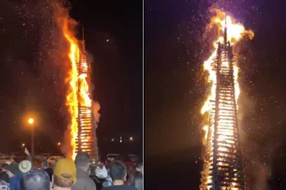 Festa de São João em Lagoa Vermelha tem fogueira de 14 metros de altura; assista ao vídeo<!-- NICAID(16065010) -->