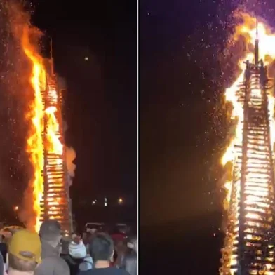 Festa de São João em Lagoa Vermelha tem fogueira de 14 metros de altura; assista ao vídeo<!-- NICAID(16065010) -->