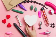 sex toy different objets with pink background<!-- NICAID(16076344) -->