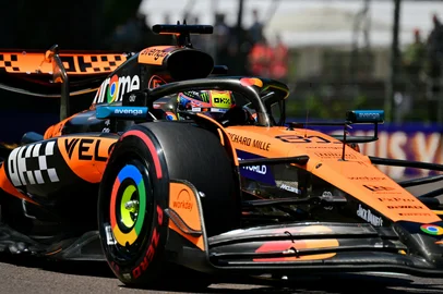 McLaren's Australian driver Oscar Piastri races during the first practice session for the 2025 Emilia Romagna Formula One Grand Prix at the Imola autodrome in Imola, on May 16, 2025. (Photo by Andrej ISAKOVIC / AFP)<!-- NICAID(16038826) -->