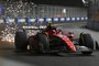 Ferrari's Spanish driver Carlos Sainz Jr., races during the second practice session for the Las Vegas Formula One Grand Prix on November 17, 2023, in Las Vegas, Nevada. (Photo by ANGELA WEISS / AFP)<!-- NICAID(15600496) -->