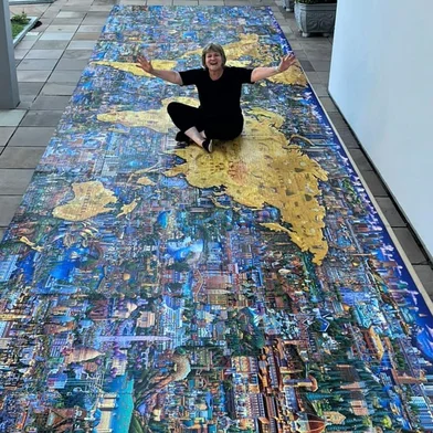 Janice Giacomoni Bragagnolo, com seu quebra-cabeças de 60 mil peças<!-- NICAID(15413361) -->