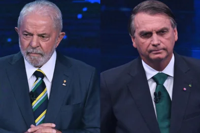 Brazilian President and presidential candidate Jair Bolsonaro speaks during a televised presidential debate in Sao Paulo, Brazil, on October 16, 2022. - President Jair Bolsonaro and former President Luiz Inácio Lula da Silva face each other this Sunday night in the first face-to-face debate, in which they will try to take advantage 14 days before the second round of the presidential elections in Brazil. (Photo by NELSON ALMEIDA / AFP)<!-- NICAID(15240681) -->