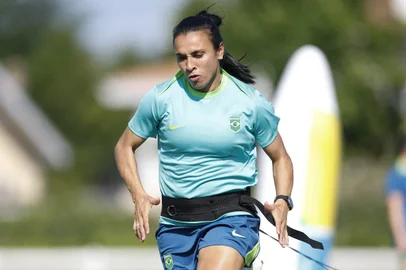 Treino da seleção brasileira de futebol feminino em Bordeaux, na França, às vésperas dos Jogos Olímpicos de Paris 2024.Na foto, a meio-campista Marta.<!-- NICAID(15821894) -->