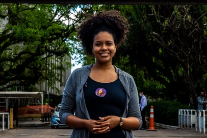 PORTO ALEGRE, RS, BRASIL - 19/11/2020Momento histórico na política de Porto Alegre, uma bancada de cinco vereadores negros. Na foto, Karen Santos<!-- NICAID(14648315) -->
