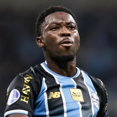 PORTO ALEGRE, RS, BRASIL, 14-04-2026 Grêmio vs Deportivo Riestra. Duelo válido pela fase de grupos da Copa Sul-Americana 2026. Na foto, o jogador do Grêmio, Amuzu. Foto: Renan Mattos/Agência RBS<!-- NICAID(16266016) -->