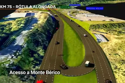 Rótula alongada no acesso ao bairro Monte Bérico, na RS-122, km 75.<!-- NICAID(16259660) -->