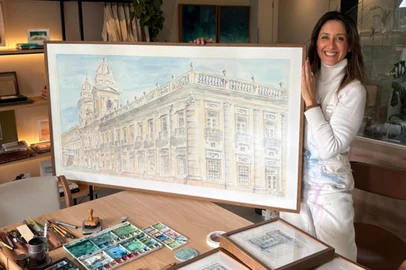 Artista cria maior aquarela da carreira para retratar a Santa Casa de Pelotas<!-- NICAID(16312974) -->