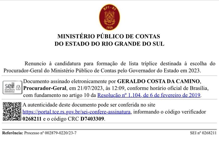 Divulgação / Ministério Público de Contas do Estado do Rio Grande do Sul