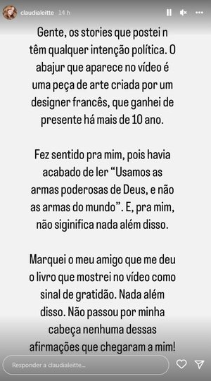 Reprodução / Instagram / @claudialeitte Reprodução / Instagram / @claudialeitte