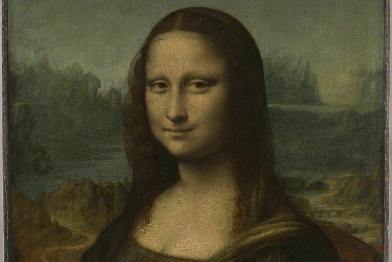 Mona Lisa de Leonardo Da Vinci, no Louvre.<!-- NICAID(14998349) -->