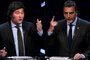 Javier Milei (E) e Sergio Massa (D), candidatos à presidência da Argentina