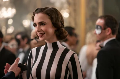 Emily in Paris. Lily Collins as Emily in episode 403 of Emily in Paris. Cr. Stephanie Branchu/Netflix Â© 2024<!-- NICAID(15819801) -->