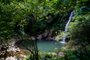 ITATI, RS, BRASIL, 09.01.2023: Localizada a 40 minutos de Capão da Canoa, a Chapada dos Vagalumes em Itati, é uma alternativa de turismo de aventura na região. O complexo conta com trilhas de nível intermediário em meio à Mata Atlântica, três cachoeiras e diversos poços e pequenas queda d’água. Foto: Camila Hermes/Agência RBS<!-- NICAID(15320802) -->