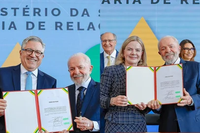 Posse de Alexandre Padilha (ministério da Saúde) e de Gleisi Hoffmann (secretaria de Relações Institucionais)