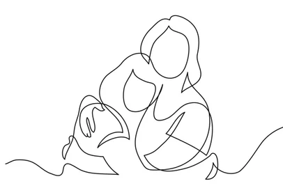 continuous line drawing of mother and daughter hugging each otherMãe e filha se abraçando. Foto:  OneLineStock / stock.adobe.comIndexador: Yury ShchipakinFonte: 271527833Fotógrafo: illustrator<!-- NICAID(15770070) -->