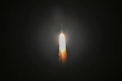 The brand new rocket, United Launch Alliance's (ULA) Vulcan Centaur, lifts off from Space Launch Complex 41d at Cape Canaveral Space Force Station in Cape Canaveral, Florida, on January 8, 2024, for its maiden voyage, carrying Astrobotic's Peregrine Lunar Lander. The mission, called Cert-1, will also carry on board the cremated remains of several people associated with the original "Star Trek" series, including creator Gene Roddenberry and cast member Nichelle Nichols, who portrayed the character Uhura. Roddenberry's ashes have been launched into orbit before. (Photo by CHANDAN KHANNA / AFP)<!-- NICAID(15643965) -->