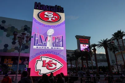 Cidade de Las Vegas está no clima do Super Bowl LVIII.
