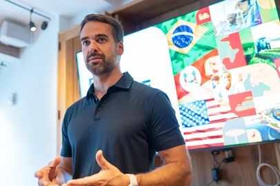 Eduardo Leite no Kickoff da Missão Rio Grande do Sul nos Estados Unidos. <!-- NICAID(16035057) -->