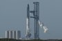 FThe SpaceX Starship rocket stands on the launchpad from the SpaceX Starbase in Boca Chica as seen from South Padre Island, Texas on April 17, 2023. - SpaceX on Monday postponed the first test flight of Starship, the most powerful rocket ever built.Liftoff of the giant rocket was called off just minutes ahead of the scheduled launch time because of a pressurization issue, SpaceX officials said. (Photo by Patrick T. Fallon / AFP)Editoria: SCILocal: South Padre IslandIndexador: PATRICK T. FALLONSecao: space programmeFonte: AFPFotógrafo: STF<!-- NICAID(15404728) -->