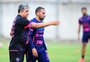 O treino e a primeira formação do técnico Marcelo Cabo no Caxias
