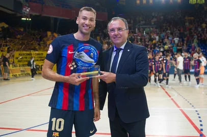 Pivô Pito, do Barcelona Futsal-ESP e da Seleção Brasileira em 2023.