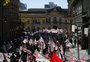 Trabalhadores da Corsan fazem manifestação em Porto Alegre