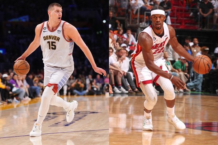 Montagem sobre fotos / Garrett Ellwood / NBAE / Getty Images / Getty Images via AFP e Issac Baldizon / NBAE / Getty Images / Getty Images via AFP