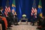 US President Joe Biden meets with Brazilian President Luiz Inacio Lula da Silva, on the sidelines of the 78th United Nations General Assembly in New York City on September 20, 2023. (Photo by Jim WATSON / AFP)<!-- NICAID(15546166) -->