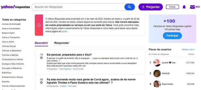 Ícone da internet, Yahoo respostas é desativado após 16 anos