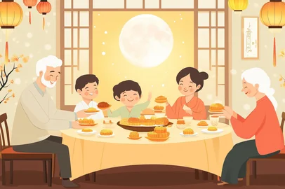 Desenho de uma família reunida em um jantar.<!-- NICAID(15944168) -->