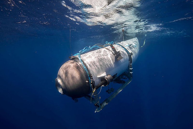 This undated image courtesy of OceanGate Expeditions, shows their Titan submersible during a descent. Rescue teams expanded their search underwater on June 20, 2023, as they raced against time to find a Titan deep-diving tourist submersible that went missing near the wreck of the Titanic with five people on board and limited oxygen. All communication was lost with the 21-foot (6.5-meter) Titan craft during a descent June 18 to the Titanic, which sits at a depth of crushing pressure more than two miles (nearly four kilometers) below the surface of the North Atlantic. (Photo by Handout / OceanGate Expeditions / AFP) / RESTRICTED TO EDITORIAL USE - MANDATORY CREDIT "AFP PHOTO / OceanGate Expeditions" - NO MARKETING NO ADVERTISING CAMPAIGNS - DISTRIBUTED AS A SERVICE TO CLIENTSEditoria: DISLocal: At seaIndexador: HANDOUTSecao: transport accidentFonte: OceanGate ExpeditionsFotógrafo: Handout<!-- NICAID(15461556) -->