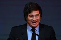 Argentina's President Javier Milei speaks during the EFI 2025 Economic Forum in Buenos Aires, on April 30, 2025. (Photo by Luis ROBAYO / AFP)Editoria: FINLocal: Buenos AiresIndexador: LUIS ROBAYOSecao: economy (general)Fonte: AFPFotógrafo: STF<!-- NICAID(16036821) -->