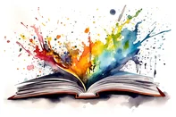 Watercolor design of a open book - Generative AI.Fonte: 589518075<!-- NICAID(15578513) -->