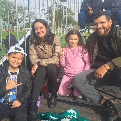 Família tricolor na Grêmio's League. Paula Espíndola, Uebert Pires, Murilo Pires e Bianca Pires<!-- NICAID(16098196) -->
